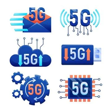 Mobile wireless 5th generation technology element design vector. Stock Illustration
