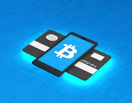 Mobile wireless payment and bitcoin, bank card financial transfer イラスト素材