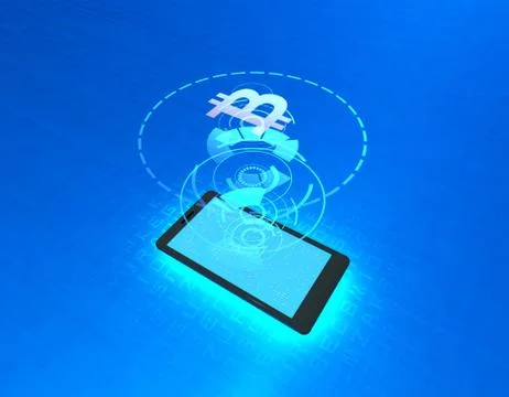 Mobile wireless payment and bitcoin, online financial transfer イラスト素材