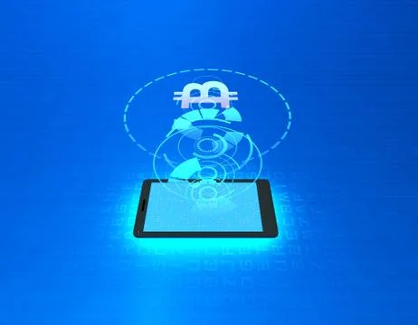 Mobile wireless payment and bitcoin, online financial transfer イラスト素材