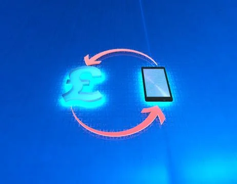 Mobile wireless payment and British pound, online financial transfer Stock Illustration