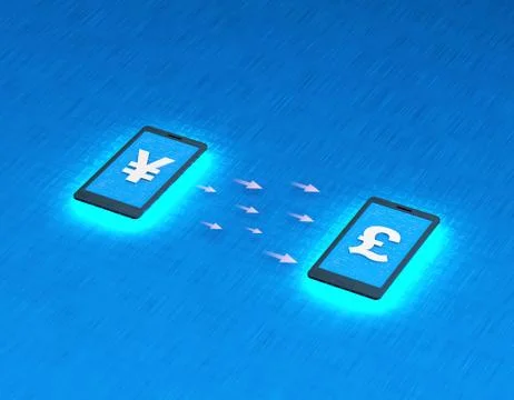 Mobile wireless payment and exchange, pound and renminbi exchange Illustration