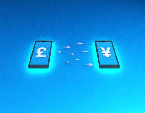 Mobile wireless payment and exchange, pound and renminbi exchange Illustration