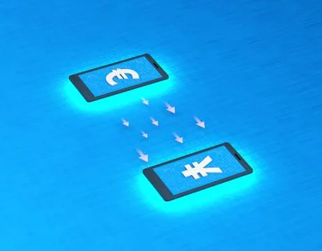 Mobile wireless payment and exchange, Euro and RMB exchange Illustration