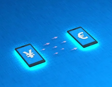 Mobile wireless payment and exchange, Euro and RMB exchange Illustration