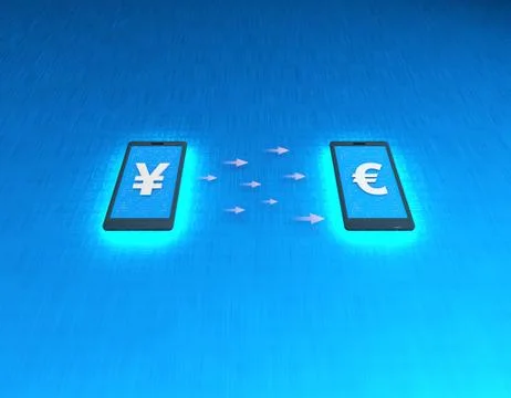 Mobile wireless payment and exchange, Euro and RMB exchange Illustration