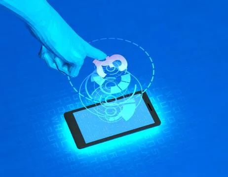 Mobile wireless payment and pound sterling, smart finger recognition Illustration