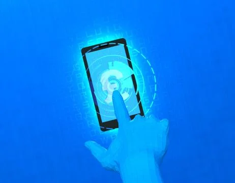 Mobile wireless payment and pound sterling, smart finger recognition Illustration