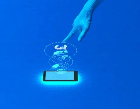 Mobile wireless payment and pound sterling, smart finger recognition Illustration