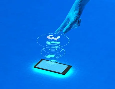 Mobile wireless payment and pound sterling, smart finger recognition Illustration