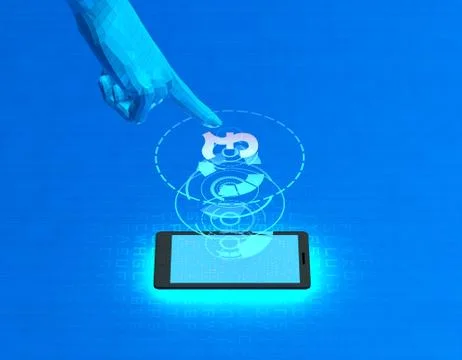 Mobile wireless payment and pound sterling, smart finger recognition Illustration