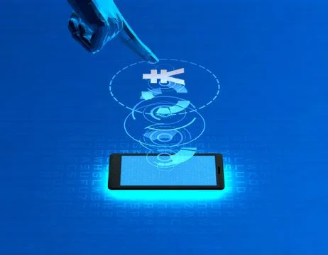Mobile wireless payment and RMB, smart finger recognition Illustration