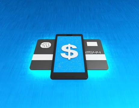 Mobile wireless payment and US dollar, bank card financial transfer Stock Illustration