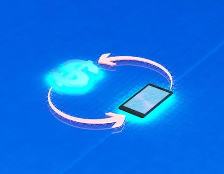 Mobile wireless payment and US dollars, online financial transfer Stock Illustration