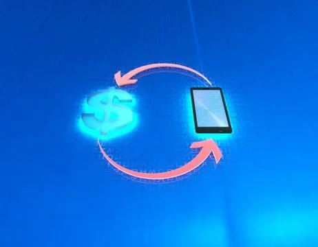Mobile wireless payment and US dollars, online financial transfer Stock Illustration