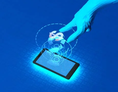 Mobile wireless payment and US dollars, smart finger recognition Illustration