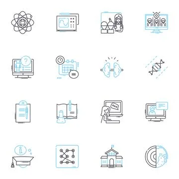 Mobile work linear icons set. Flexibility, Remote, Efficiency, Agility, Nomadic Stock Illustration
