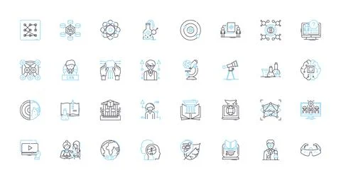 Mobile work linear icons set. Flexibility, Remote, Efficiency, Agility, Nomadic Stock Illustration