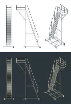 Mobile work platform blueprints Illustrazione stock