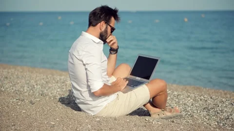Mobile Worker Software Developer.Freelancer Distance Work Webinar Stock Footage 140868833