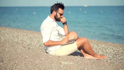 Mobile Worker Software Developer.Freelancer Distance Work Webinar Stock Footage 141706630