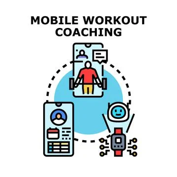 Mobile workout coaching program via digital devices Illustration