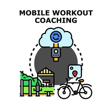 Mobile workout coaching program providing fitness guidance 스톡 일러스트
