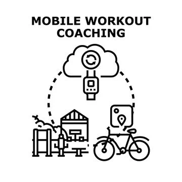 Mobile workout coaching program providing fitness guidance Stock Illustration