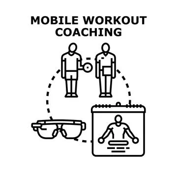 Mobile workout coaching vector art concept Illustrazione stock