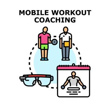 Mobile workout coaching vector art concept Illustrazione stock