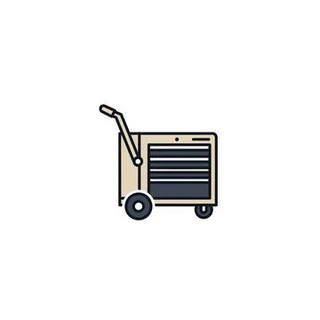 Mobile workshop tool cart with drawers and push handle icon 스톡 일러스트