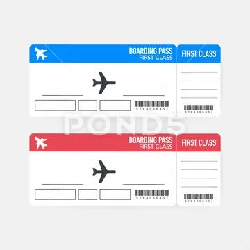 MobileAirline boarding pass tickets to plane for travel journey. Vector illus Stock Illustration
