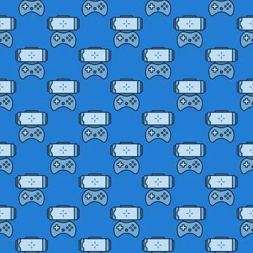 Mobilephone Game Controller vector Phone Gamepad colored seamless pattern Stock Illustration