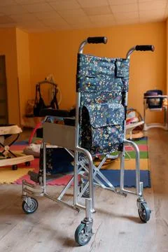 Mobility Aid with Floral Pattern Fabric for Child Care Environment Stock Photos
