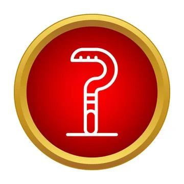 Mobility aid walking stick line art icon Stock Illustration