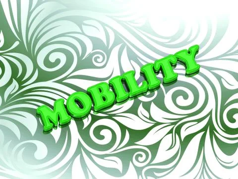 MOBILITY- bright color letters on nice green ornament background Stock Illustration