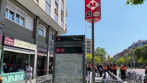 Mobility collapse in Barcelona, no metro and long queues at bus stops, Barcelona Stock Footage 307865689