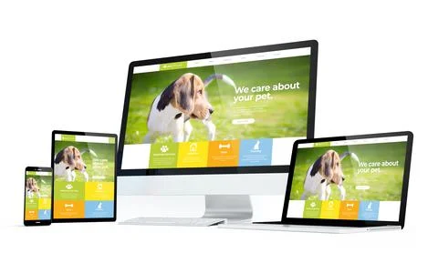 Mobility devices pet website responsive design Stock Illustration