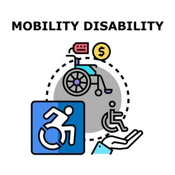 Mobility disability concept with accessible infrastructure and support Illustrazione stock