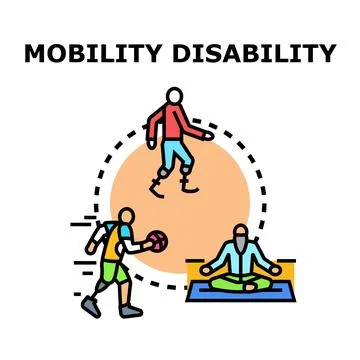 Mobility disability concept with various adaptive activities Stock Illustration
