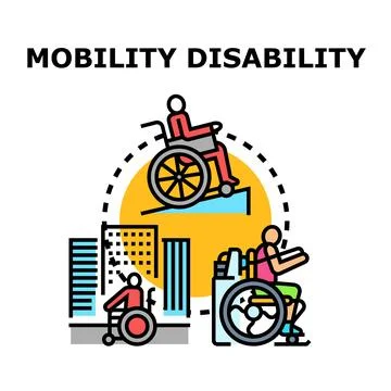 Mobility disability people living active inclusive life Stock Illustration