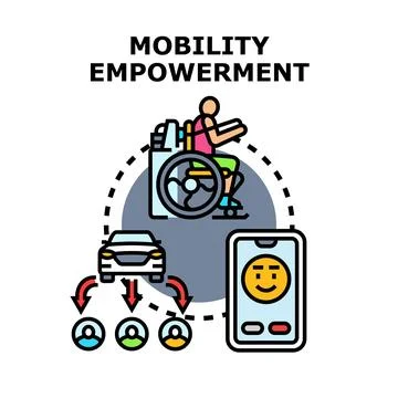 Mobility empowerment offering accessibility and independence with support Stock Illustration