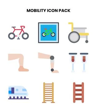 Mobility Flat Design Icons Pack Stock Illustration