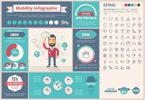 Mobility flat design Infographic Template 스톡 일러스트