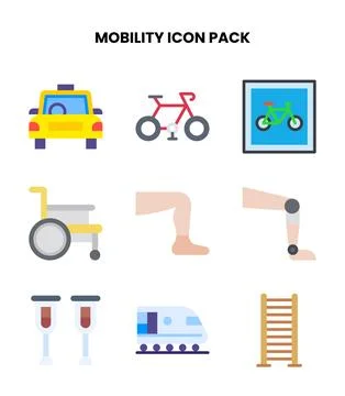 Mobility Flat Scalable Icons Pack Stock Illustration