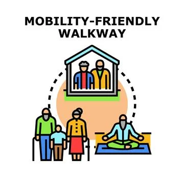 Mobility friendly walkway concept with diverse generations Stock Illustration