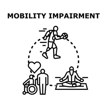 Mobility impairment concept with active lifestyle and care Stock Illustration