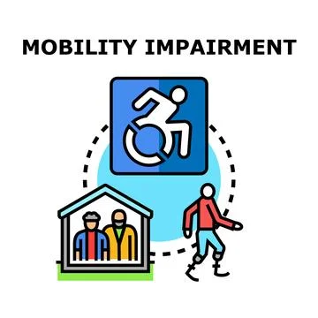 Mobility impairment concept illustration with various support elements Stock Illustration