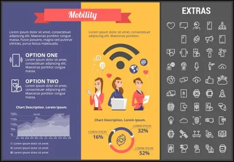 Mobility infographic template, elements and icons. Stockillustratie