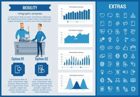 Mobility infographic template, elements and icons. Stockillustratie